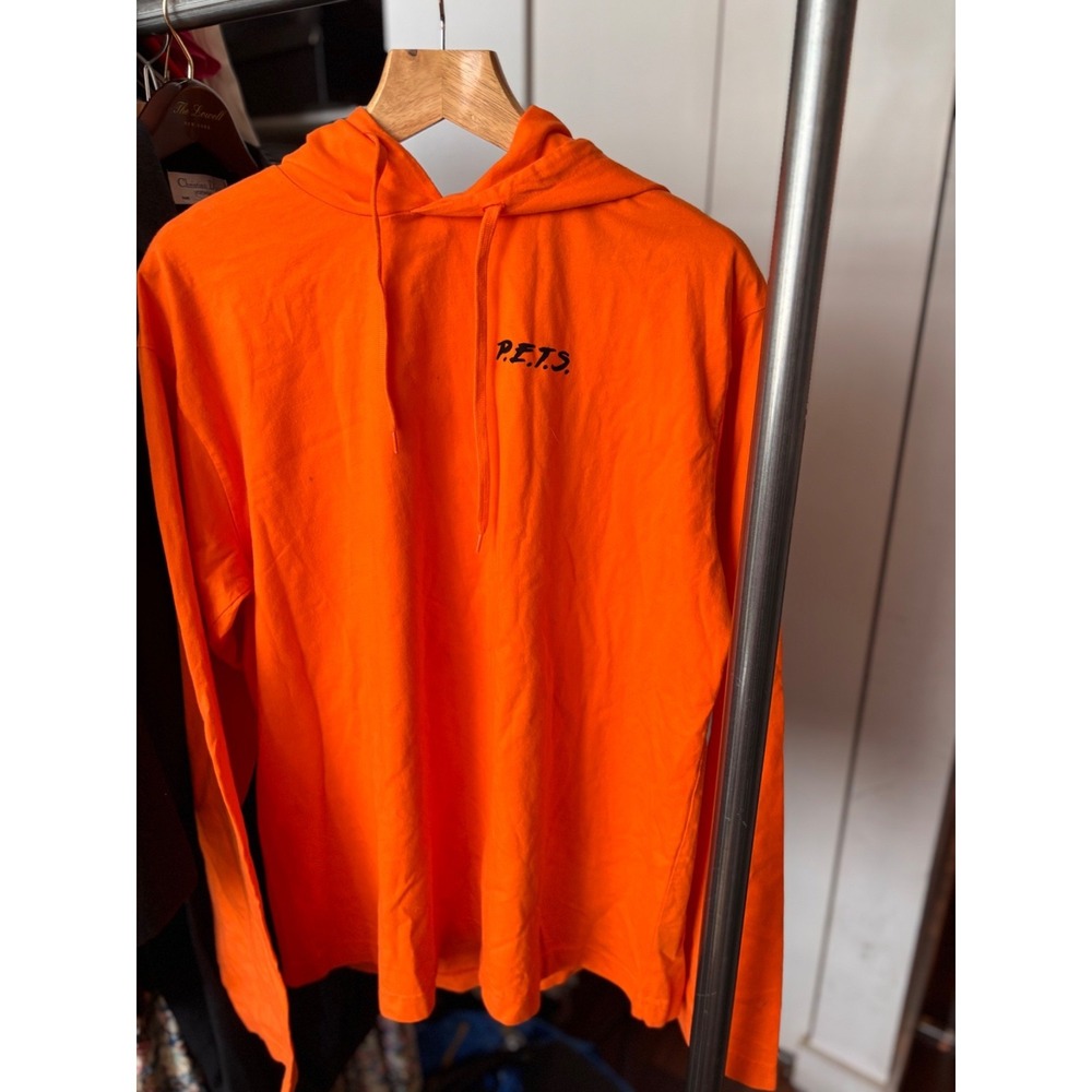 Vetements P.E.T.S Hoodie Women Orange Cotton Graphic Design XS
